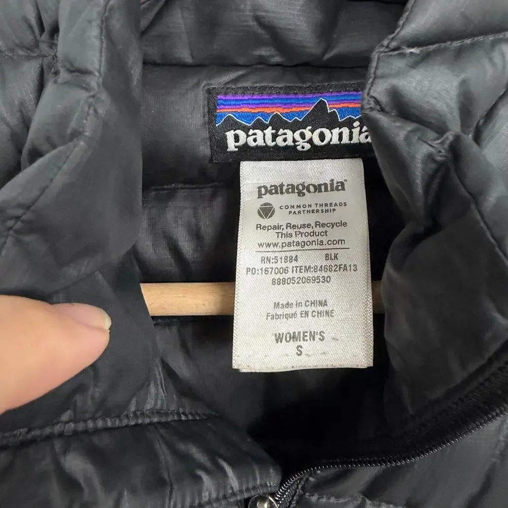 Patagonia Women's Down Sweater Puffer Jacket Black Coat SZ SMALL Winter EUC - Picture 8 of 9